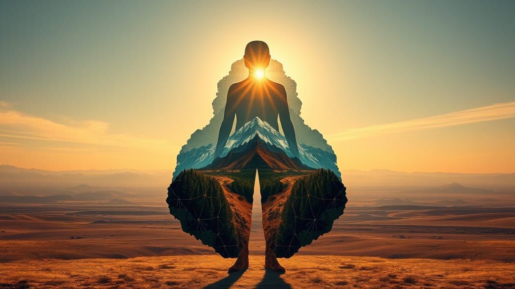 Fractal Human Figure Reflecting Nature in Digital Art