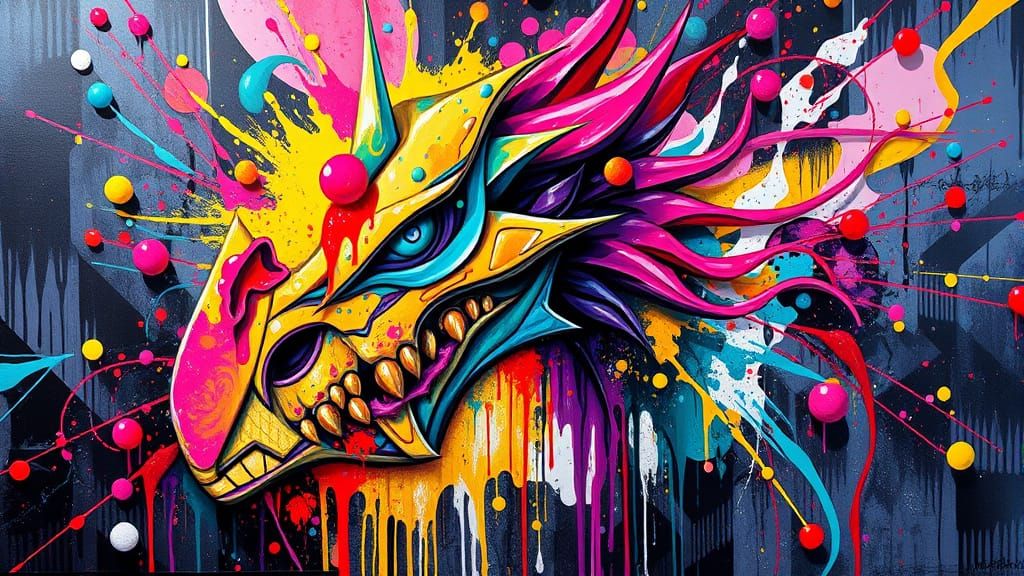 Vaporwave Biomorphism Graffiti Art