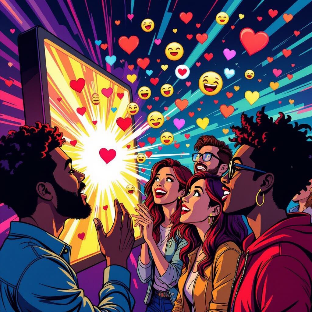 Comic Art Social Network: People React to Glowing Screen