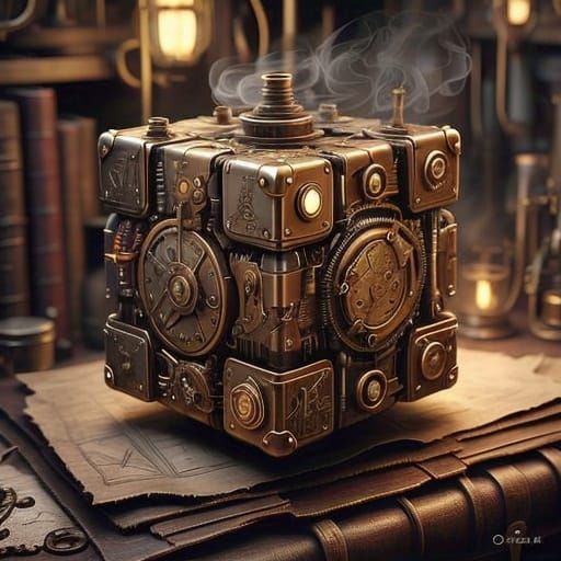 Steampunk Rubik's Cube in Vivid Detail