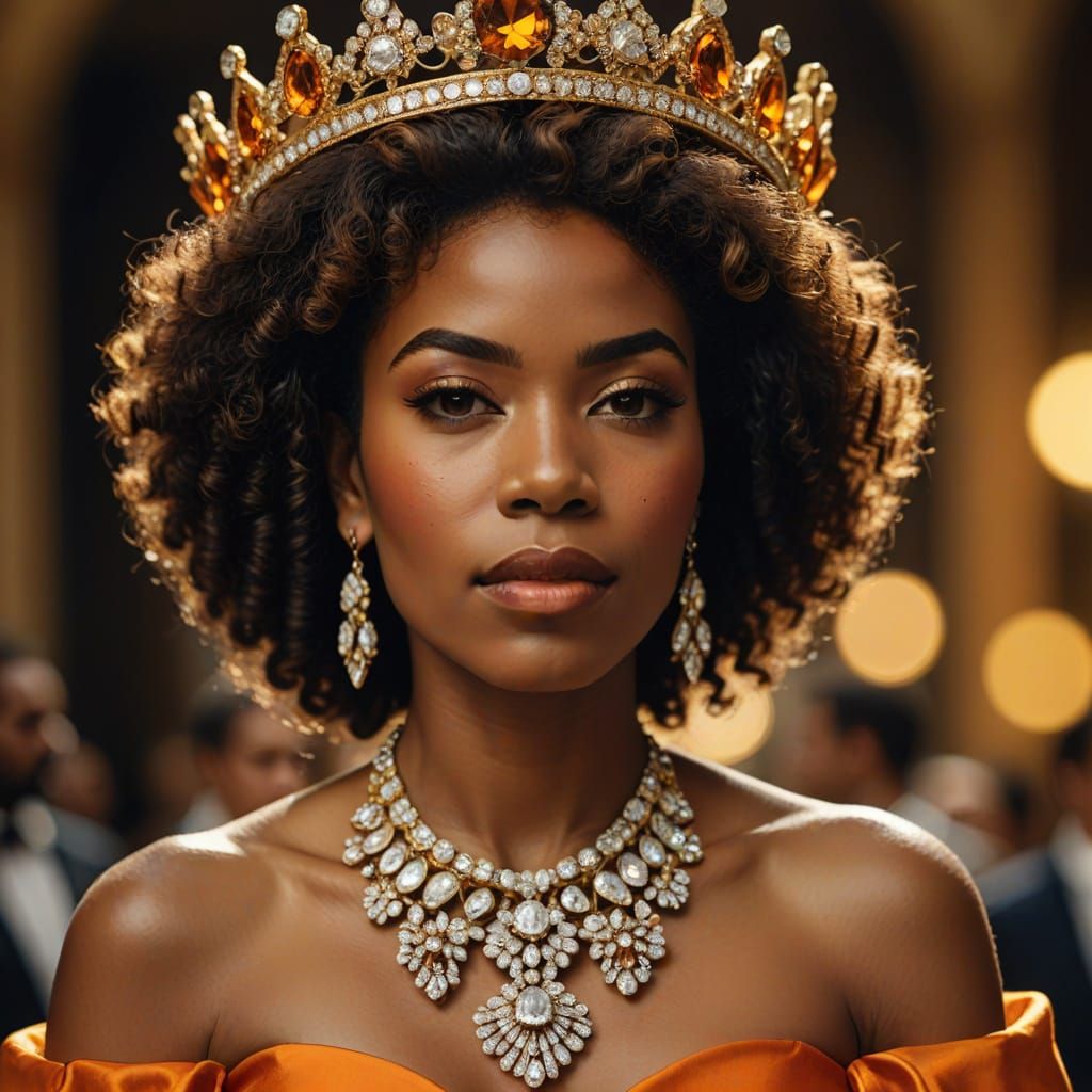 Glamorous Afro-Brazilian Queen in Luxurious Fashion Style