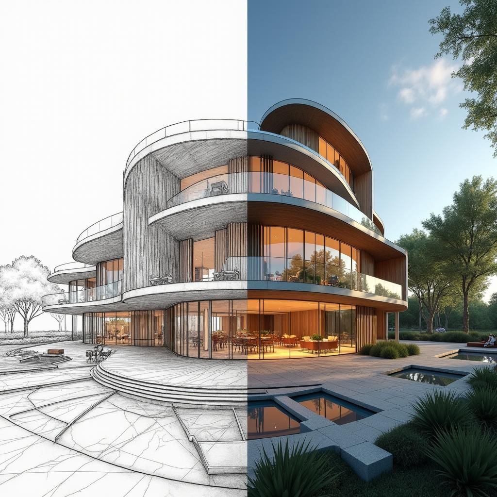 Architectural Design: Blueprint and 3D Visualization