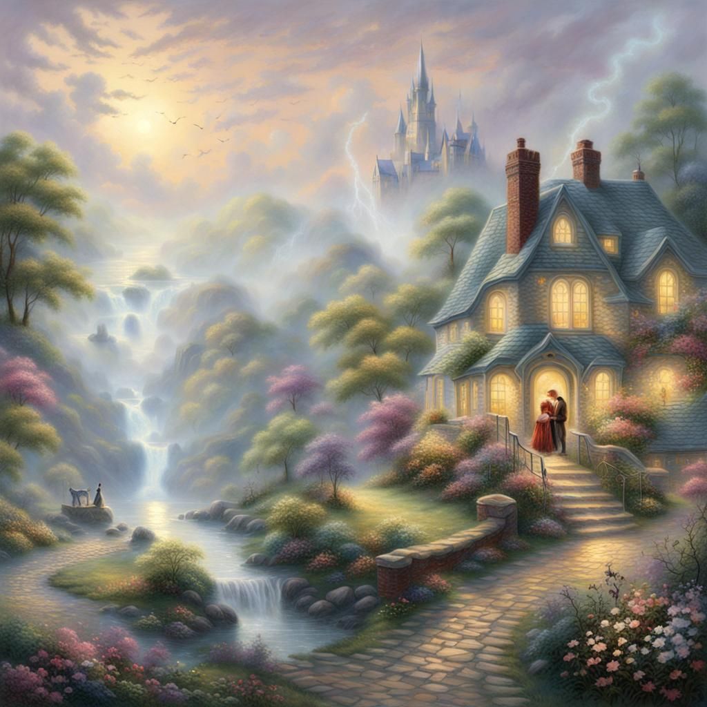 Ethereal Fantasy Profile Picture in Kinkade Style