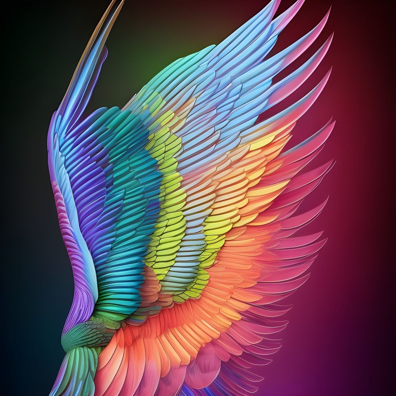 Exotic Bird Wing in Hyperrealistic Macro Photography