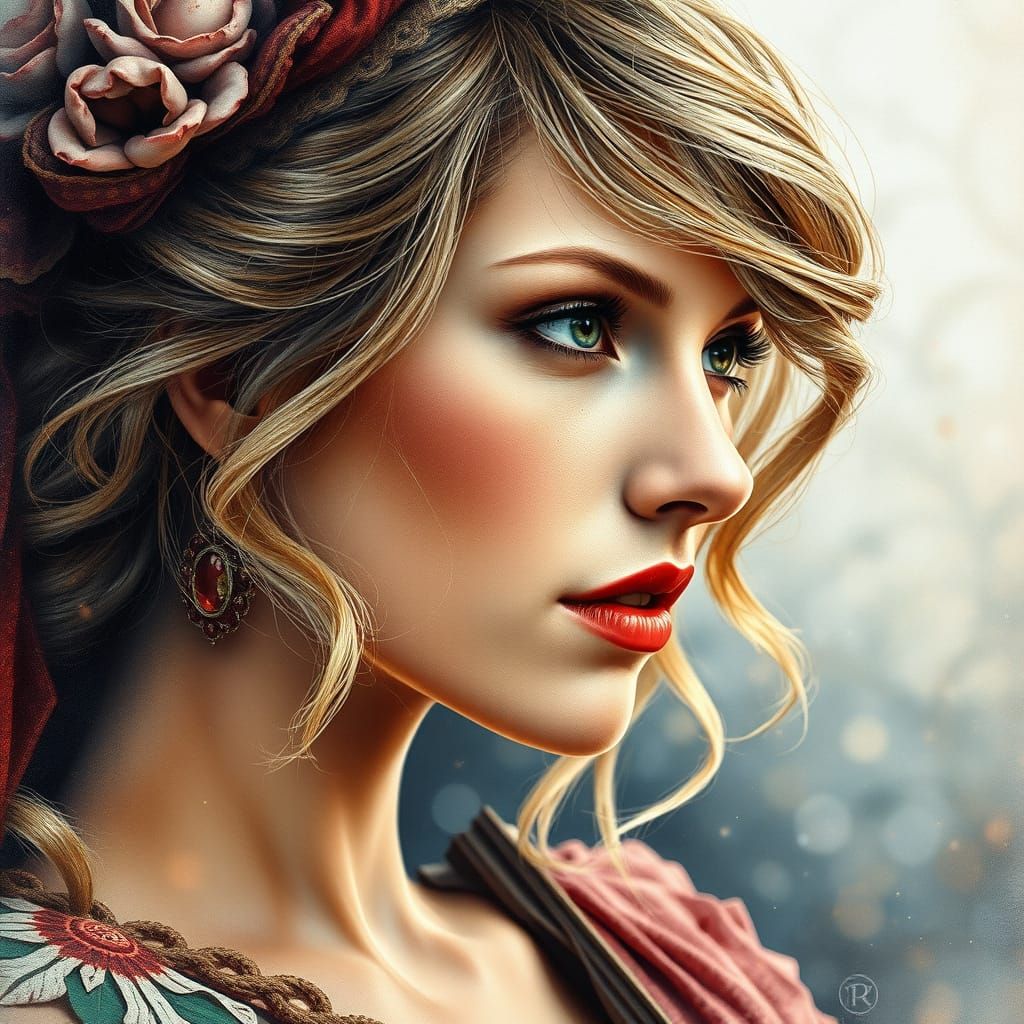 A close up portrait of Taylor Swift Lookalike is a Beautiful...