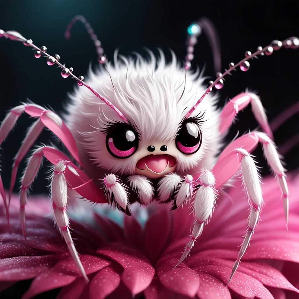 Whimsical Chibi Fluffy Spider: Detailed Studio Photo