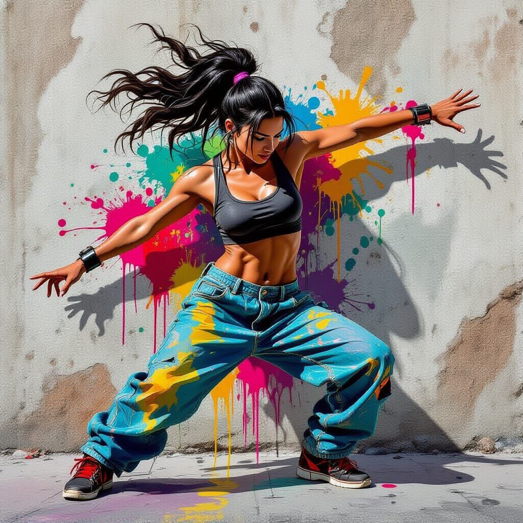 Dynamic Human Form in Urban Art Style