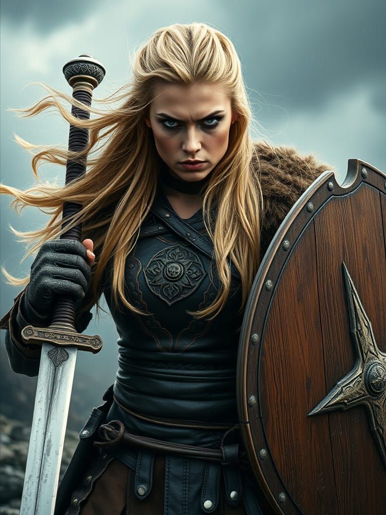 Fierce Blonde Valkyrie Dominates Valhalla Storm