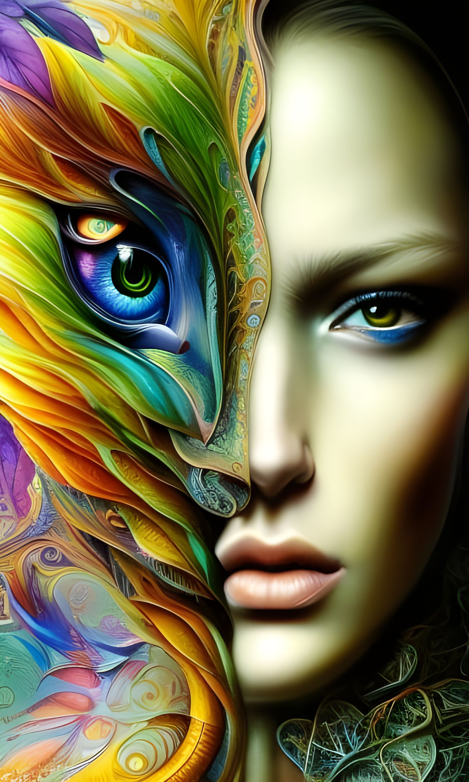 Iridescent Schizoid Man: Digital Acrylic Portrait