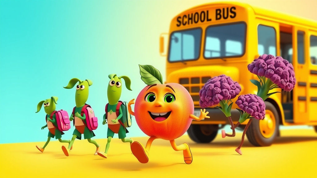 Animated Peach and Friends Go to School