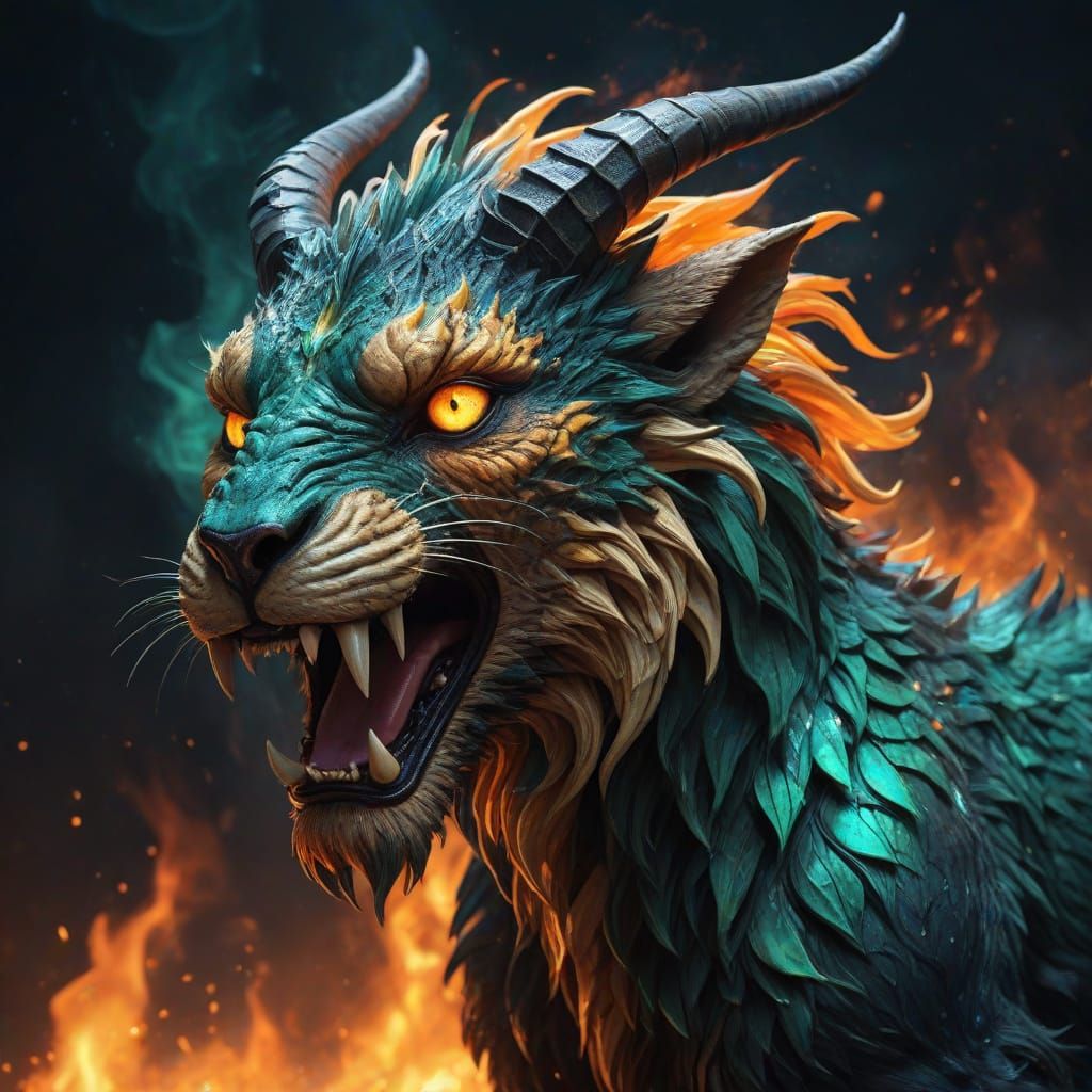 Fearsome Chimera in Ancient Mythological Style