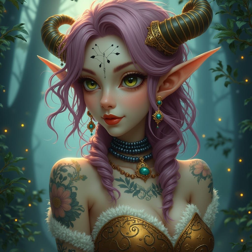 Enchanting Digital Portrait of a Whimsical Elf in Pre-Raphae...