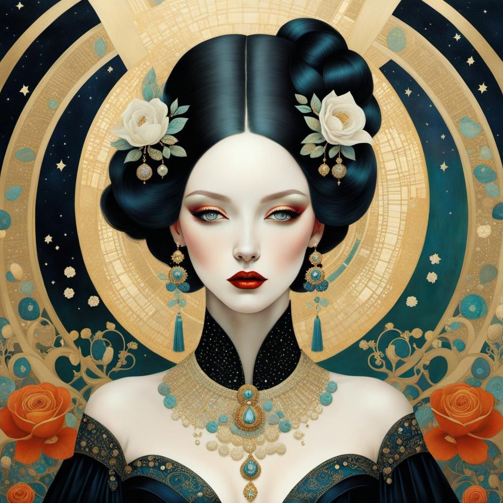 Ethereal Bridal Portrait in Art Nouveau Style