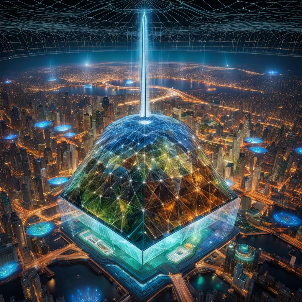 Futuristic Atlantis City on Mountain Top in 3D