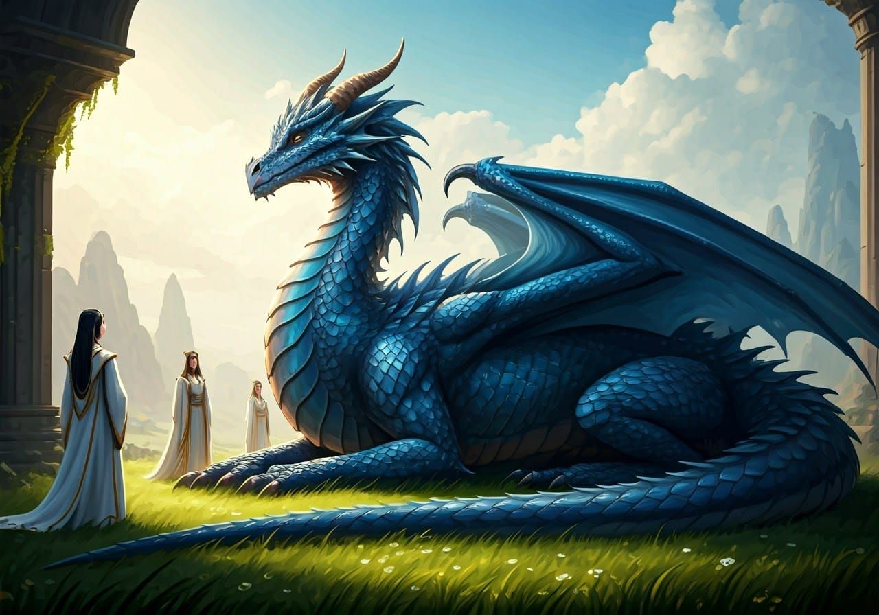 Majestic Dragon Queen in Verdant Meadow