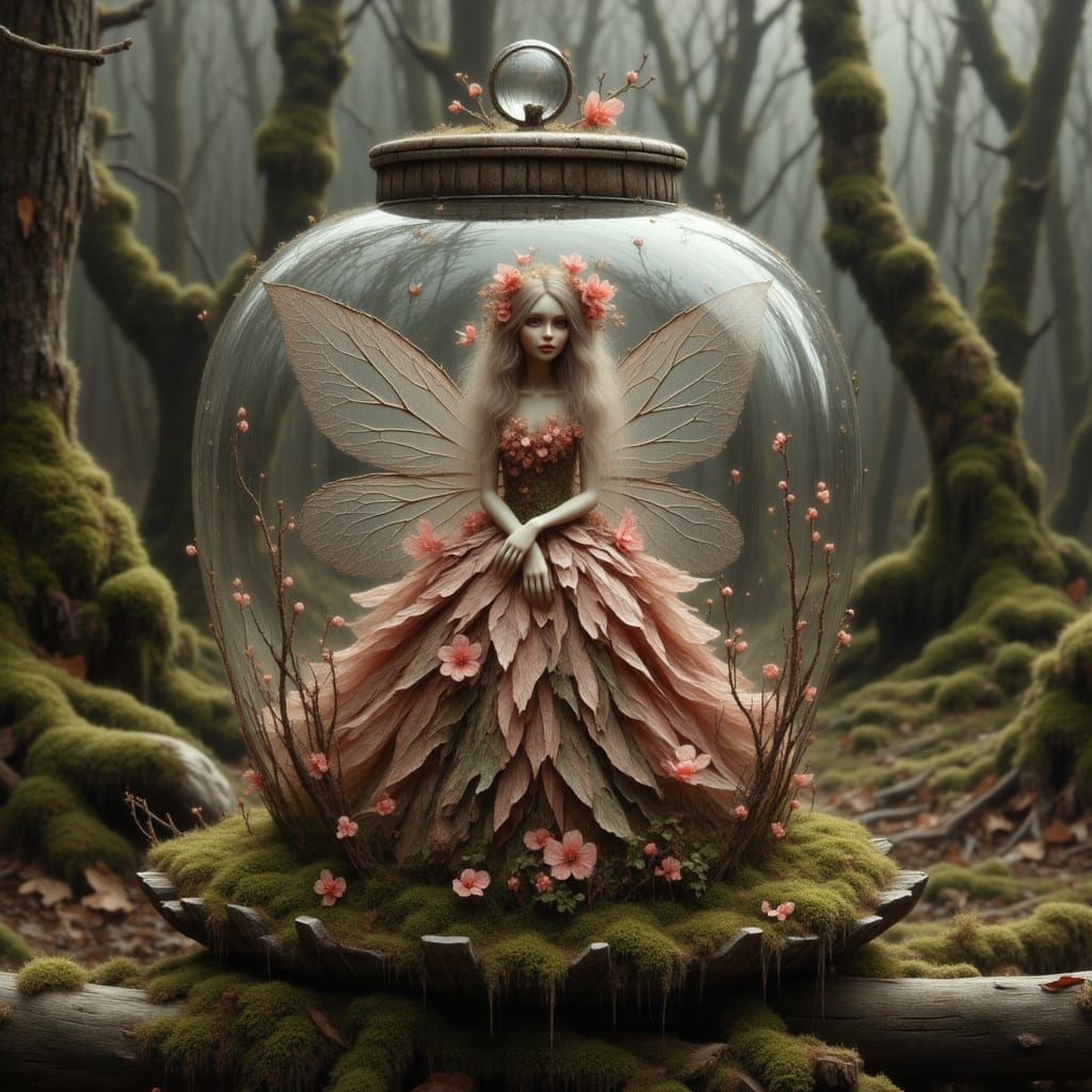 Miniature Princess in Glass Apple, Digital Art Style