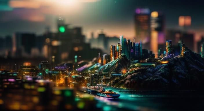 Biopunk Cityscape with Cyborg Mermaids, Professional Photogr...