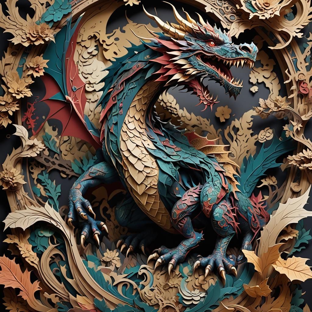 Paper Cut Dragon: Detailed Matte Painting
