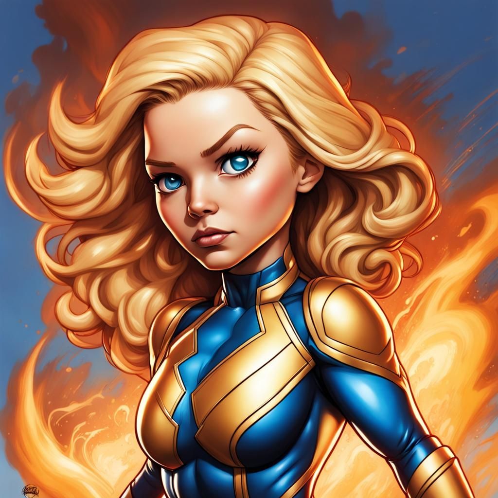 Hyperrealistic Chibi Sue Storm Splash Art