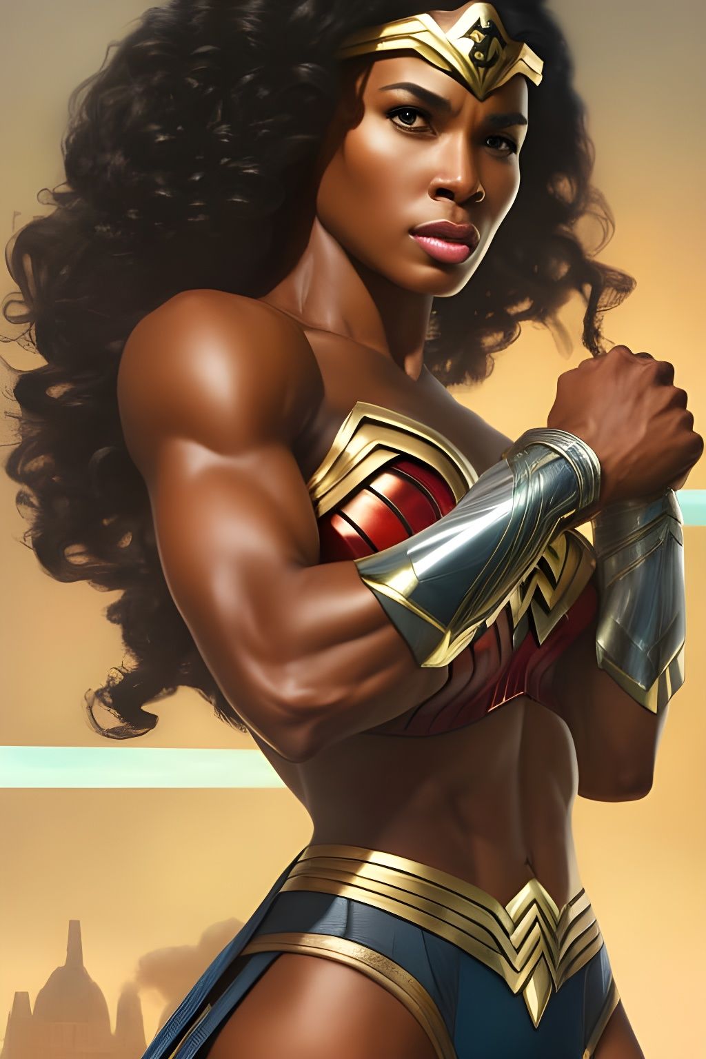 Black Wonder Woman Concept Art in Hyperdetailed Style