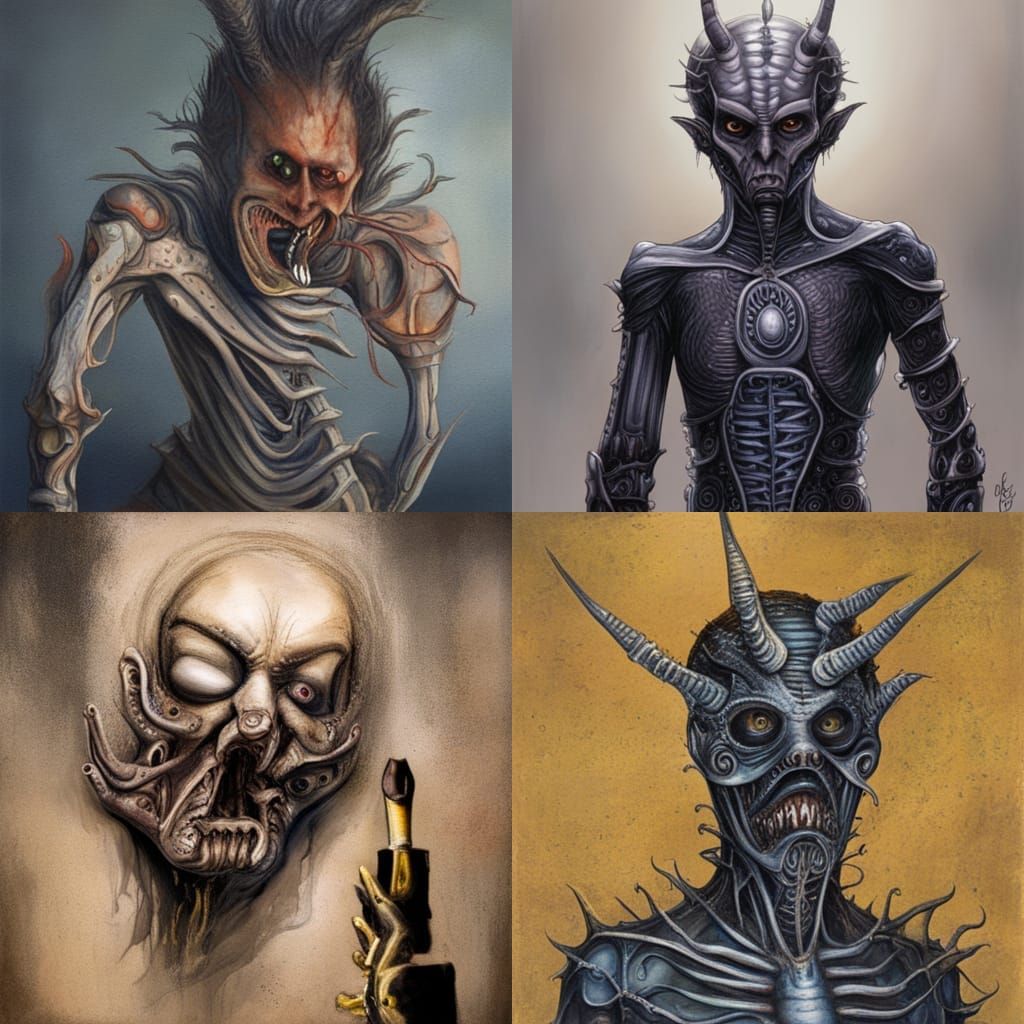 Hellish Demon with Mechanical Hooks: Biomechanical Horror