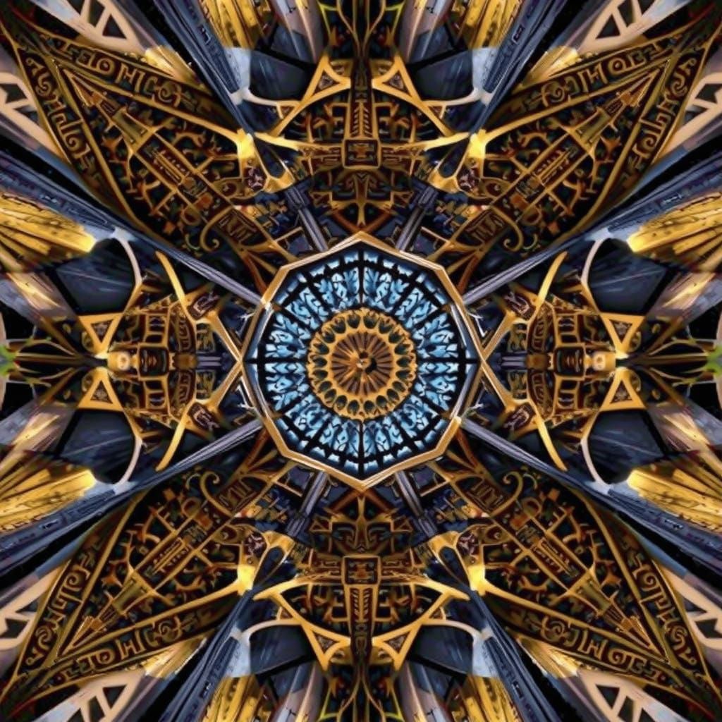 Luminous Baroque Architecture with Intricate Fractal Pattern...