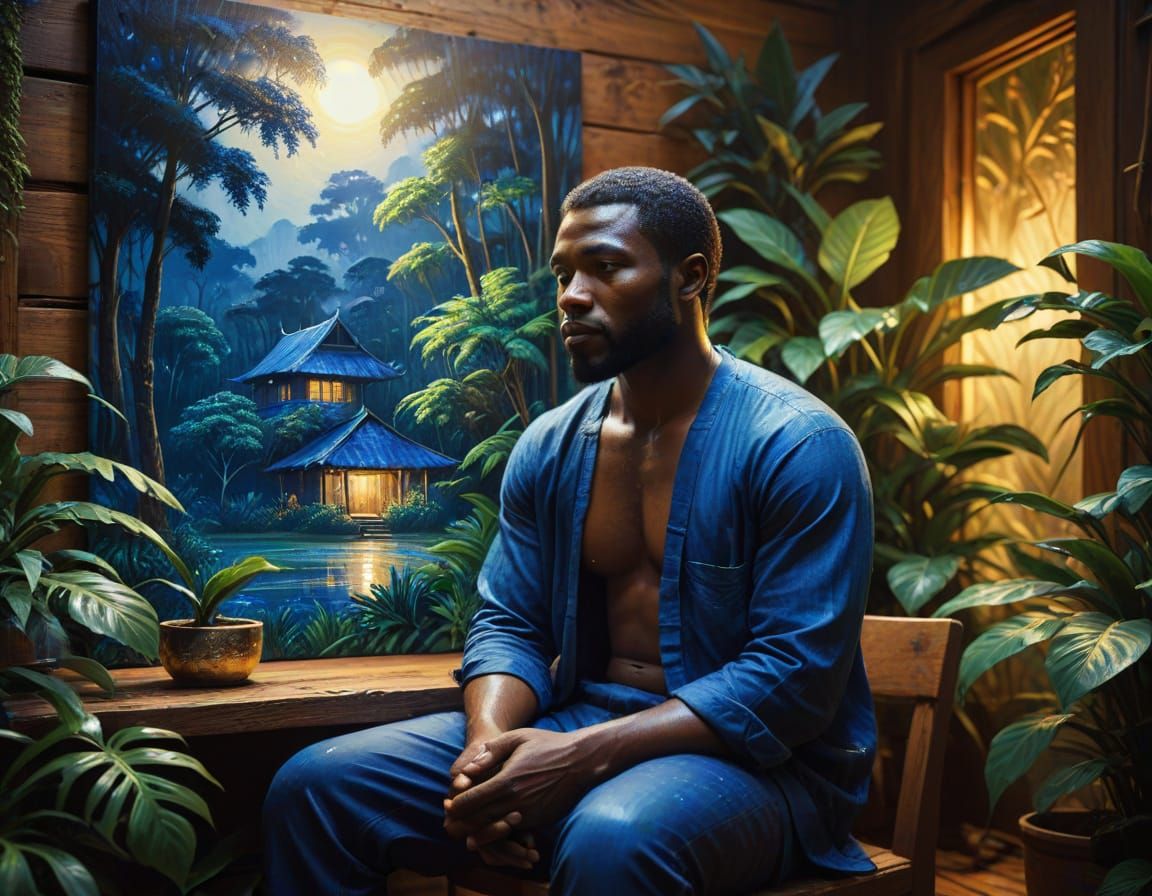 Surreal Oil Painting of Secluded Retreat in Kinshasa's Lush ...