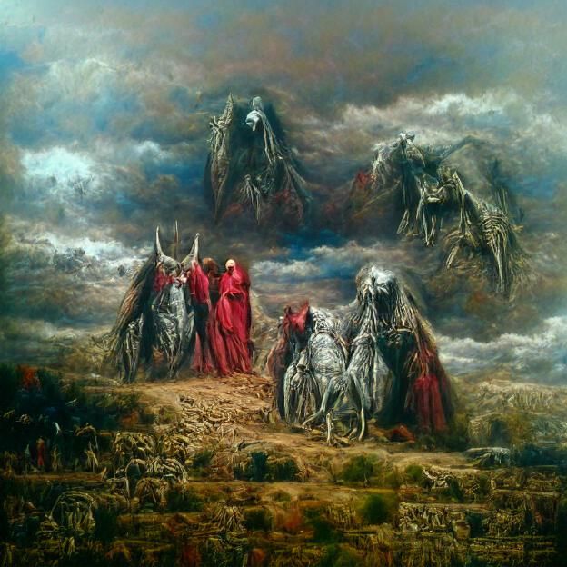 Four Horsemen: Detailed Apocalypse Painting