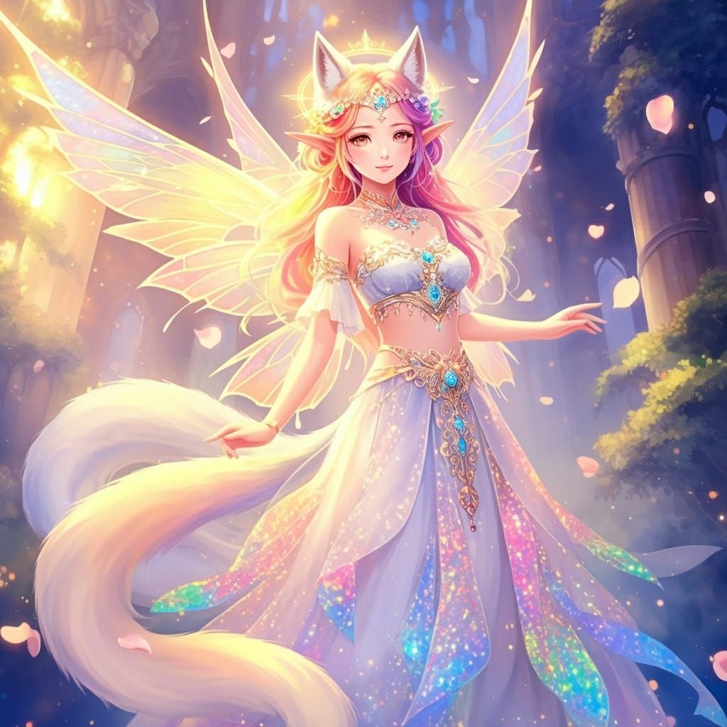 Hybrid female Angel-Fairy-Elf-Djinn-Kitsune