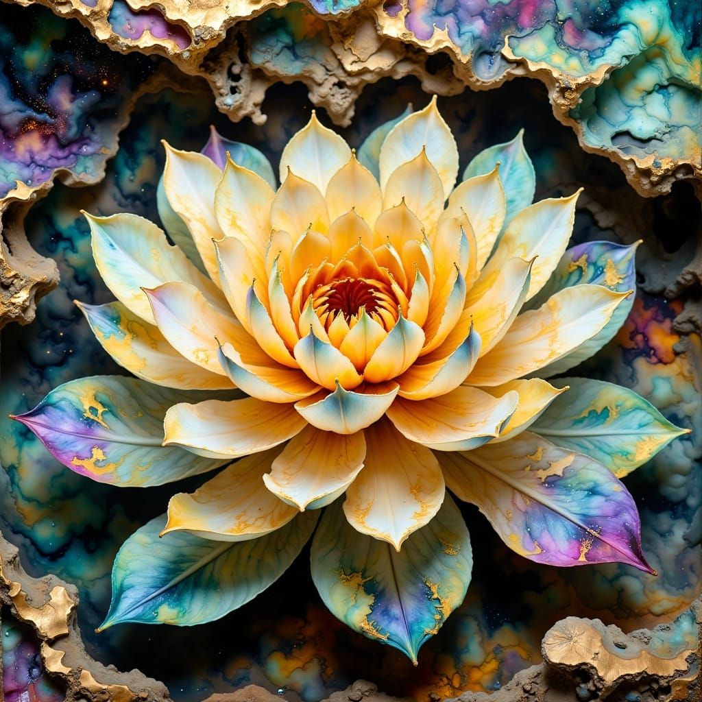 Surreal Lotus Blossom in Mystical Temple Aesthetic