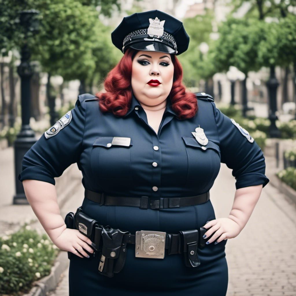 Curvy Plus-Size Woman as a Policewoman