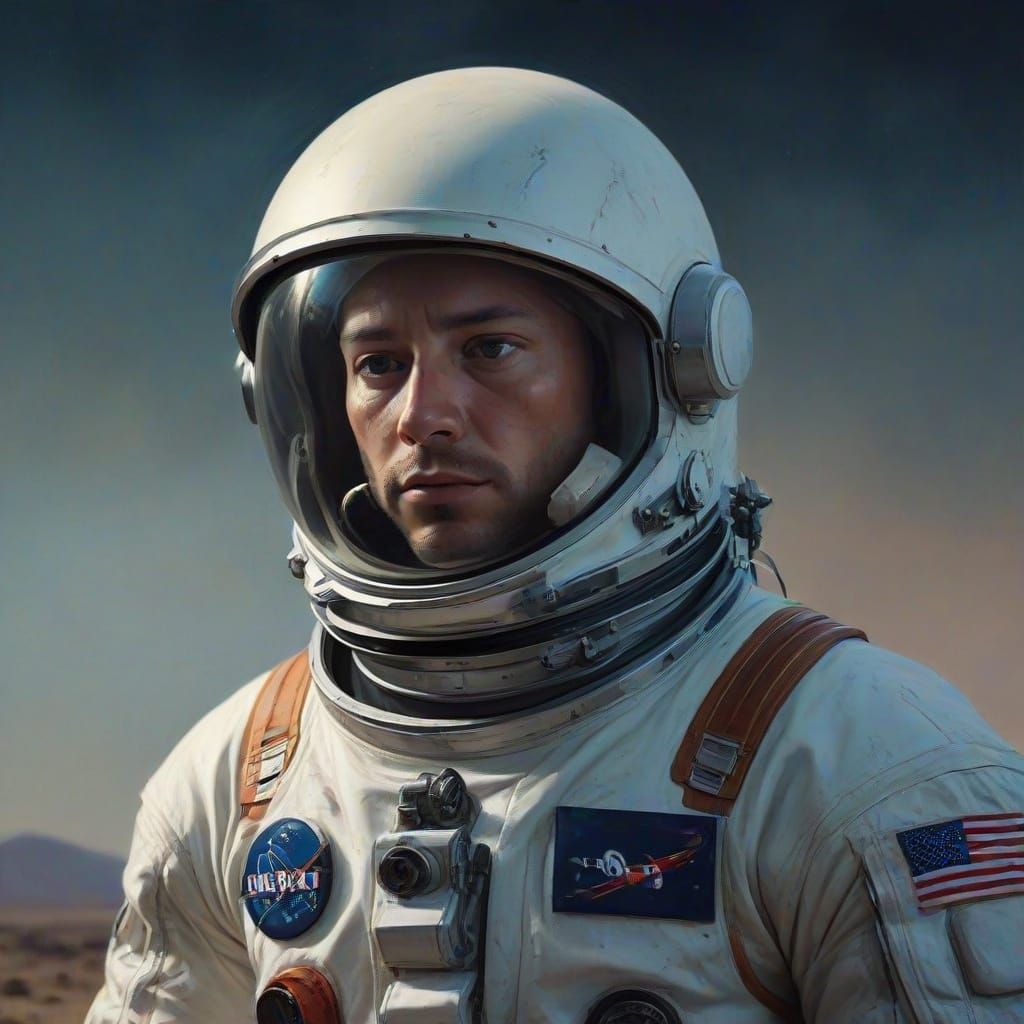 Moonlit Astronaut in Watercolor