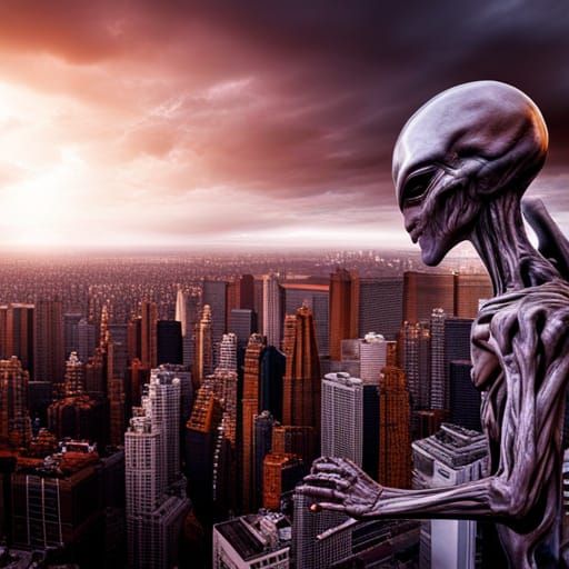 Alien Invasion of Earth: Hyperrealistic Cityscape