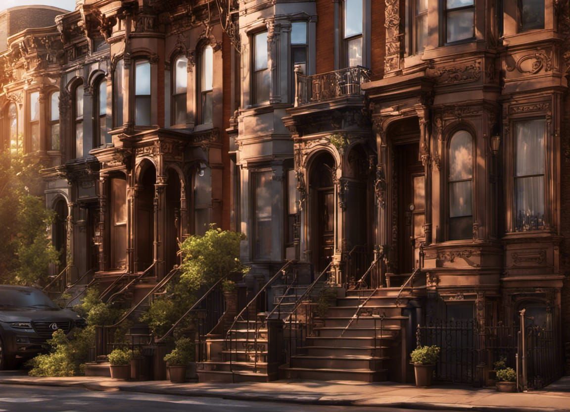 Brooklyn Brownstones at Magic Hour: Cinematic Street Scene
