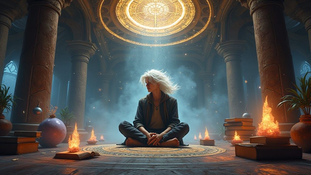 Magical Fantasy Room with Floating Artifacts