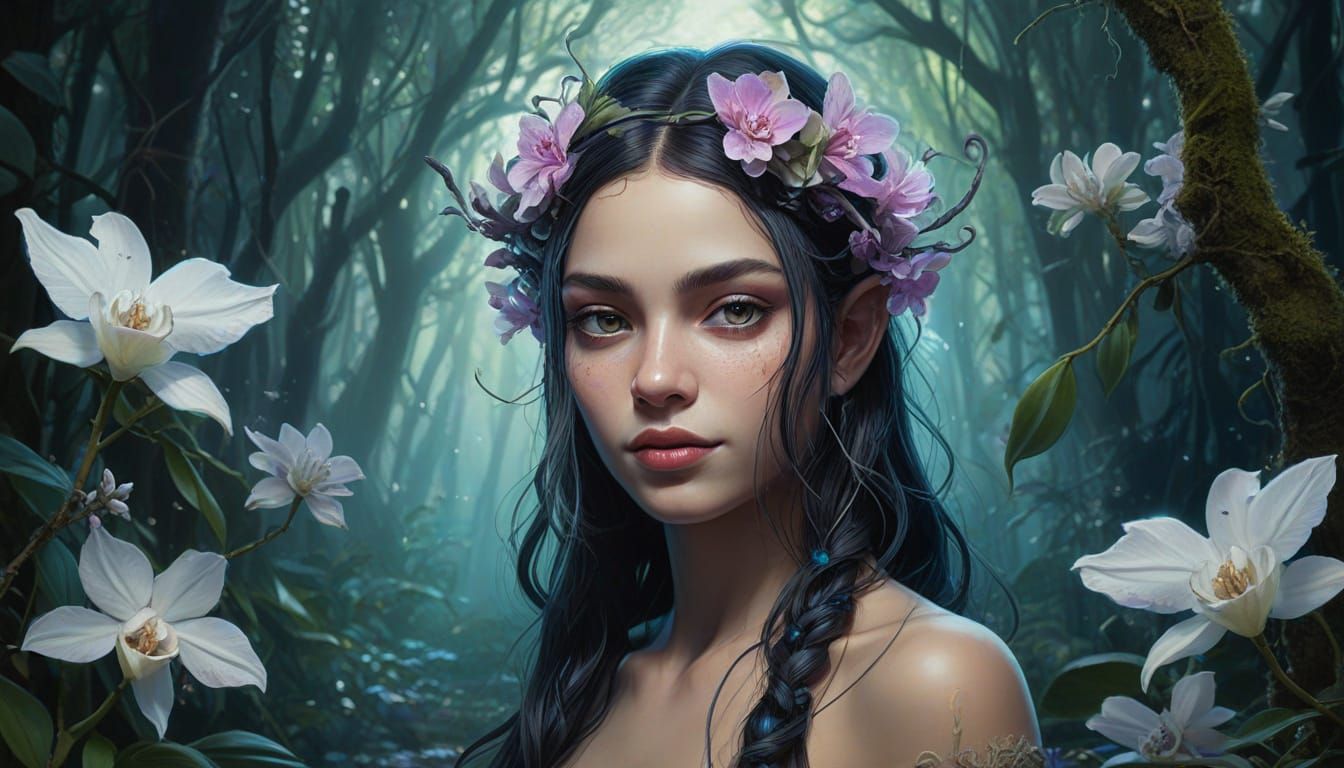 Ethereal Gardener Among Hidden Blooms