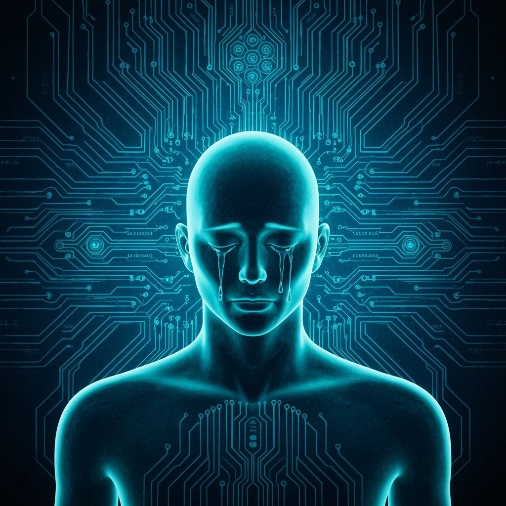 Weeping Android Covered in Astral Circuitry