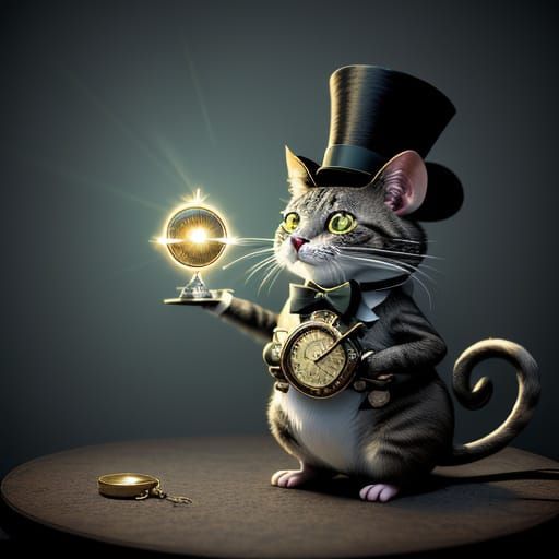Mouse Master of Hypnosis in Whimsical 3D Digital Art