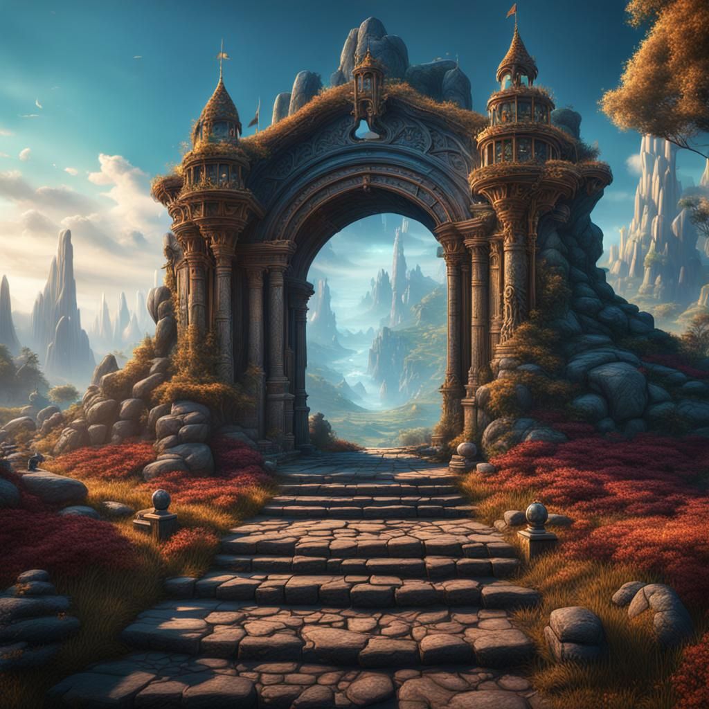Fantasy World Entrance: Detailed Matte Painting