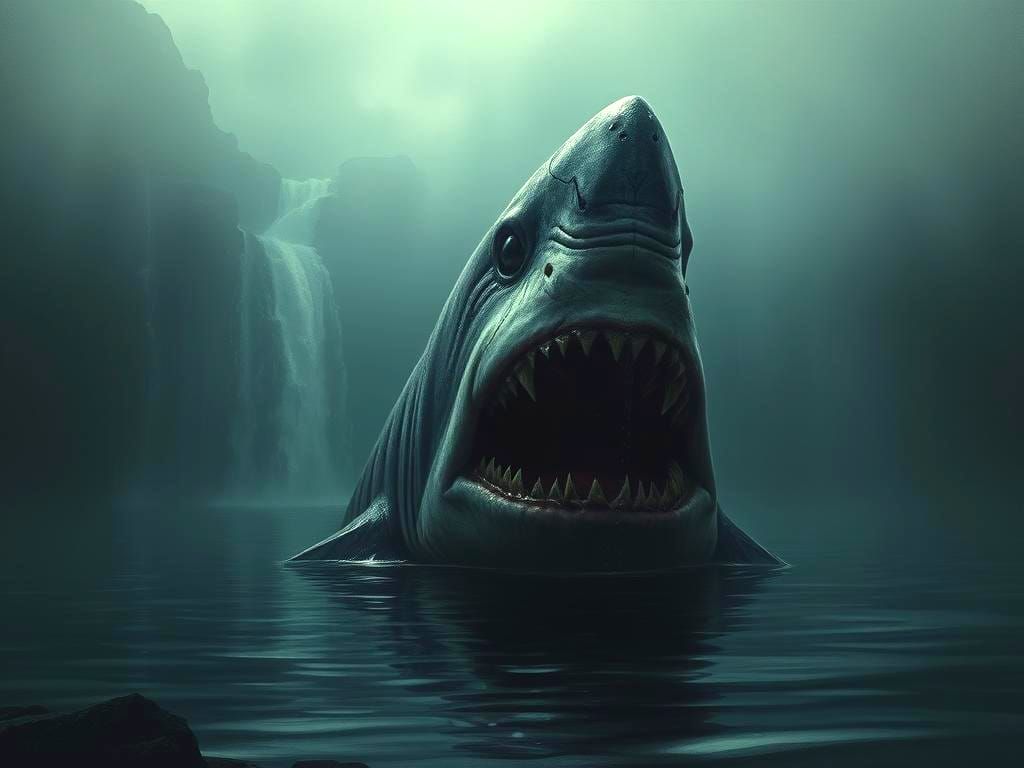 Eerie Sharkborn Emerges from Dark Lake