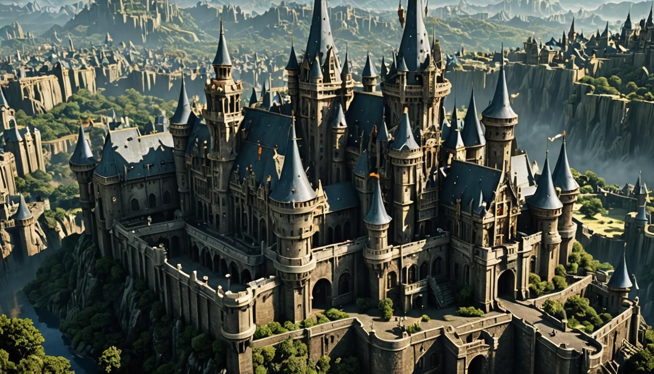 Majestic Castle Illustration in Final Fantasy Style