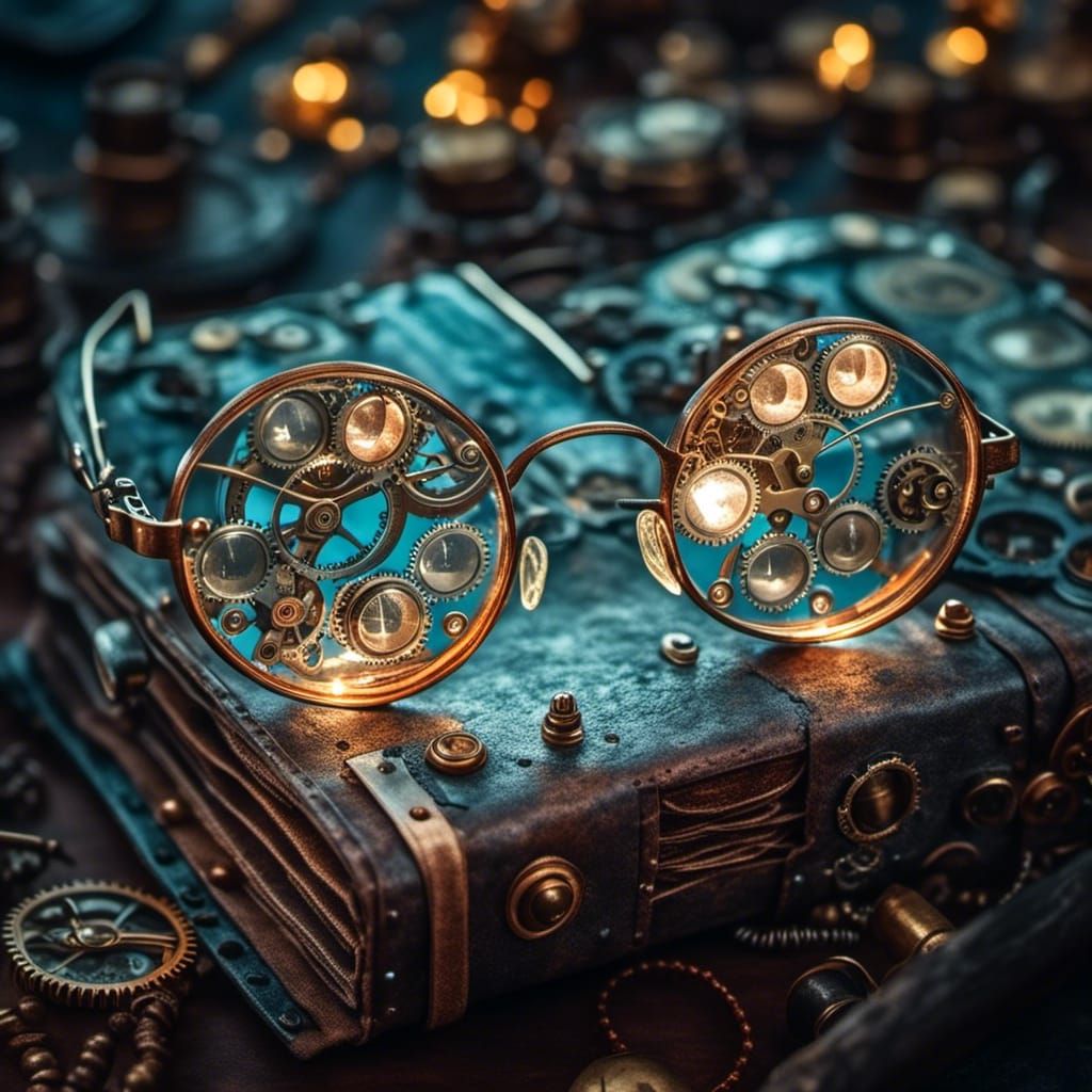 Hyperrealistic Steampunk Goggles Macro Shot