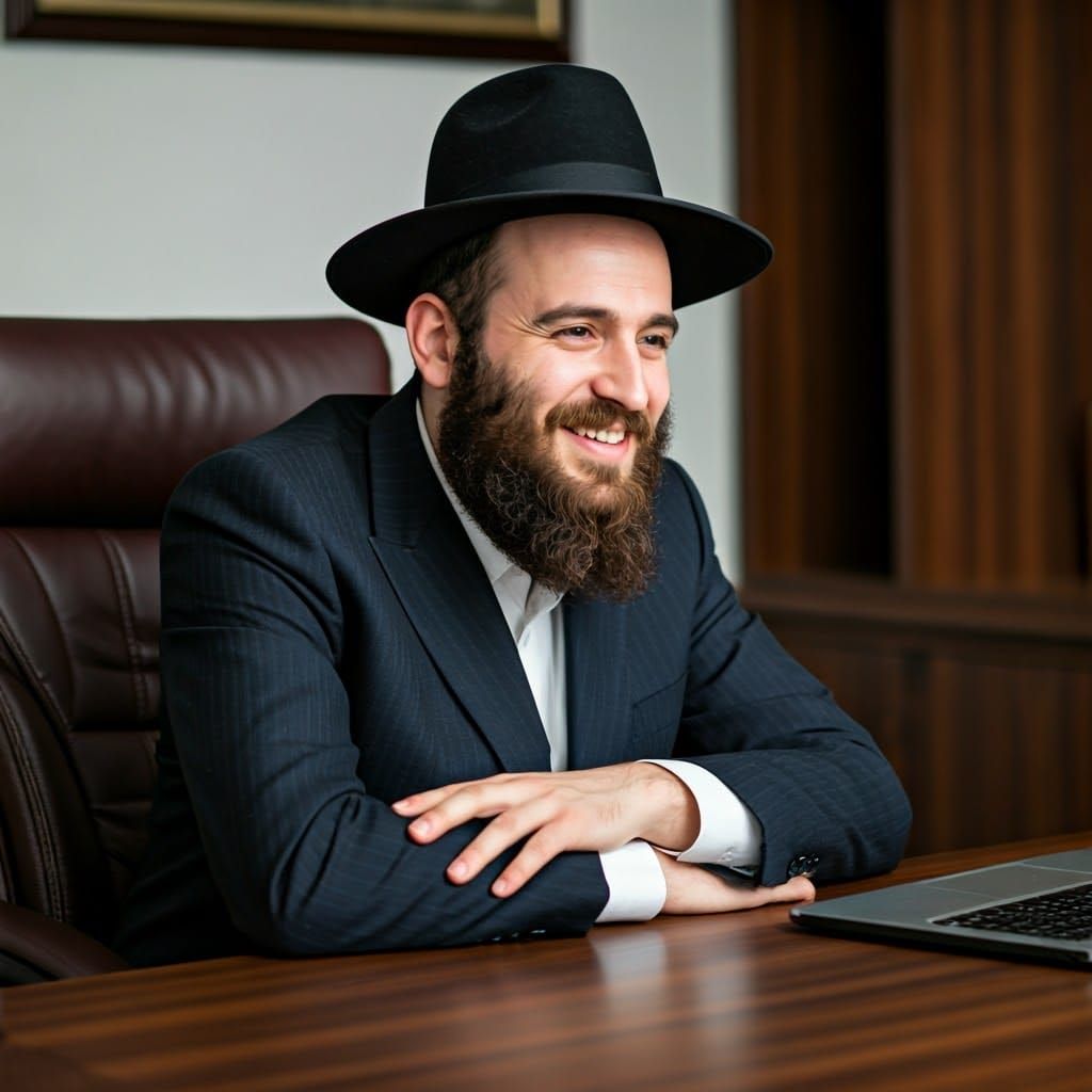 Traditional Hasidic Man Finds Serenity in His Office
