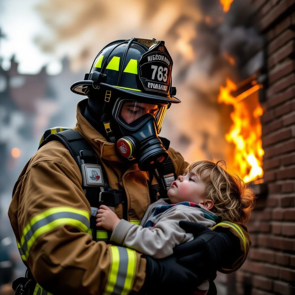 Firefighter Rescues Child from Burning Building in Dramatic ...