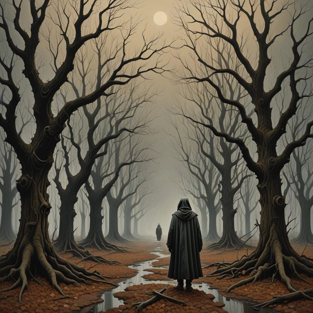 Metaphysical Autumn Landscape in Giorgio de Chirico Style