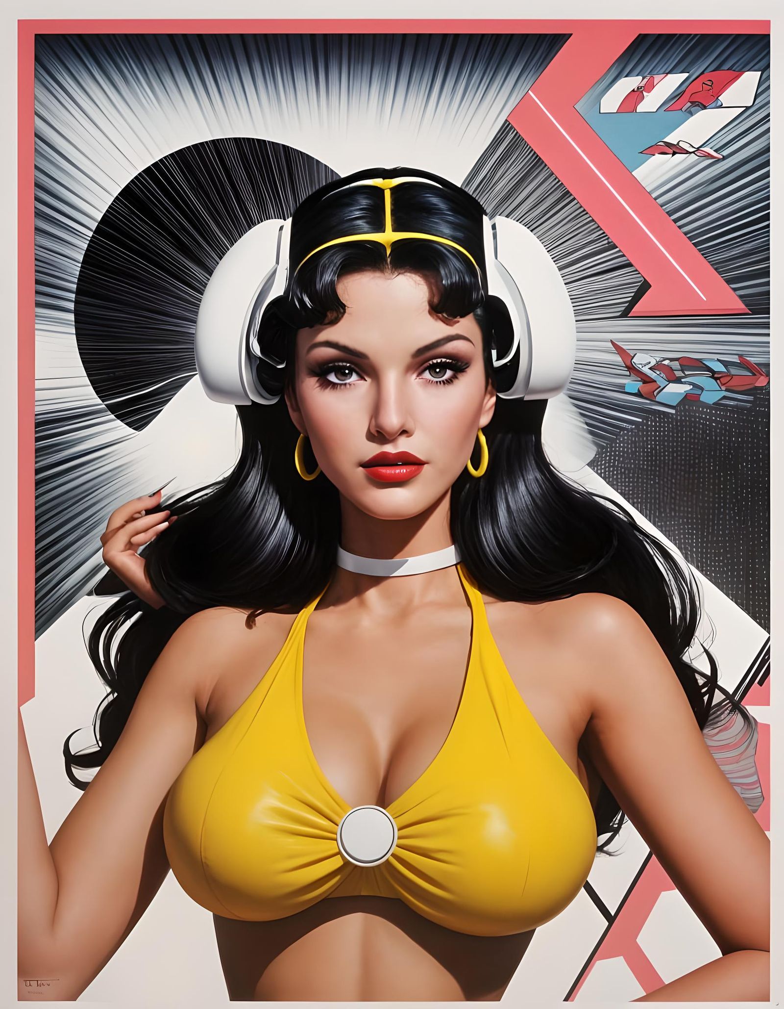 Raquel Welch Illustration in Art Deco Pop Style