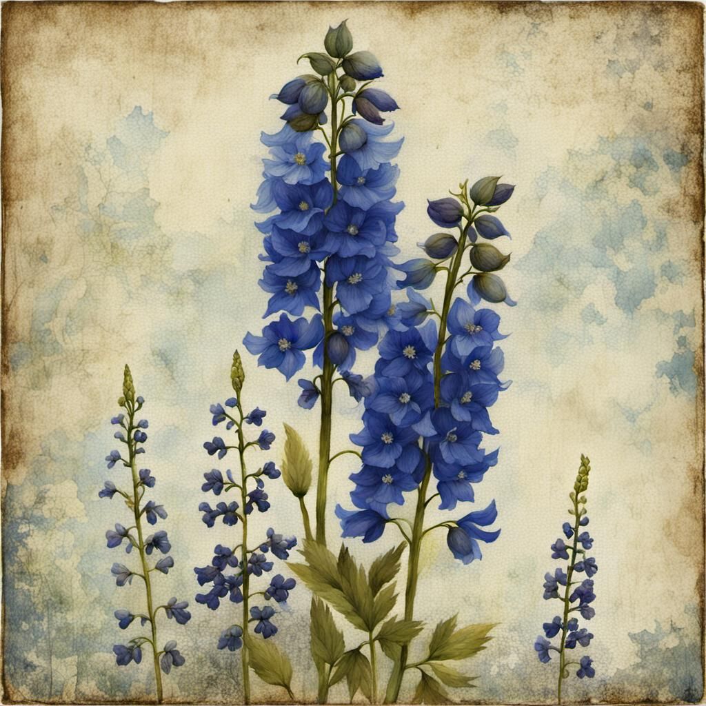 Floral Still Life of Delphinium and Monkshood
