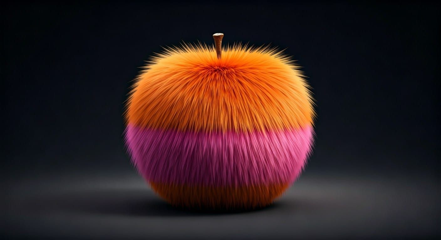 Surreal Fur Apple in Pink and Orange