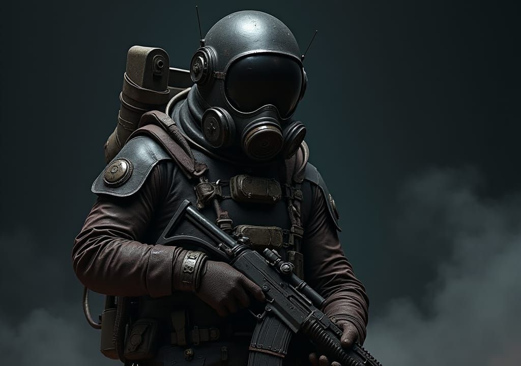 Retrofuturistic Sci-Fi Soldier in Grimdark Space