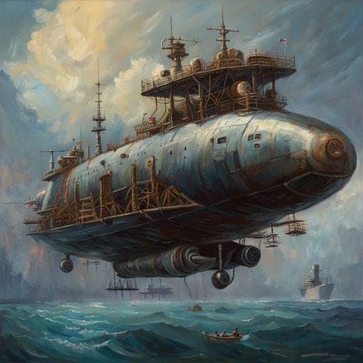 Cat Sky Submarine: Whimsical AI Art